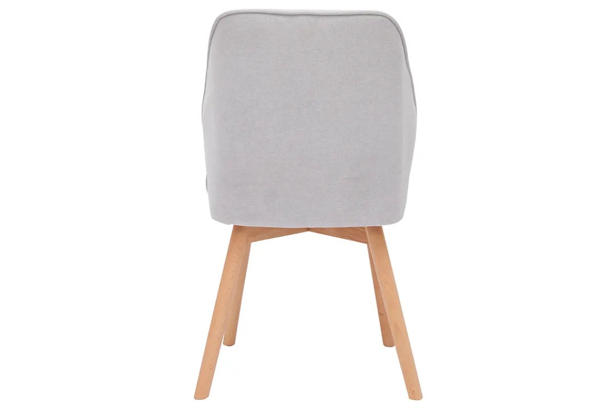 Miliboo Design-Stühle aus grauem Stoff mit Samteffekt und Füße aus Holz (2er-Set) FANETTE* Design-stühle