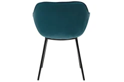 Miliboo Design-Stühle aus petrolblauem Samt Stuhlbeine aus schwarzem Metall (2er-Set) BURTON* Design-stühle