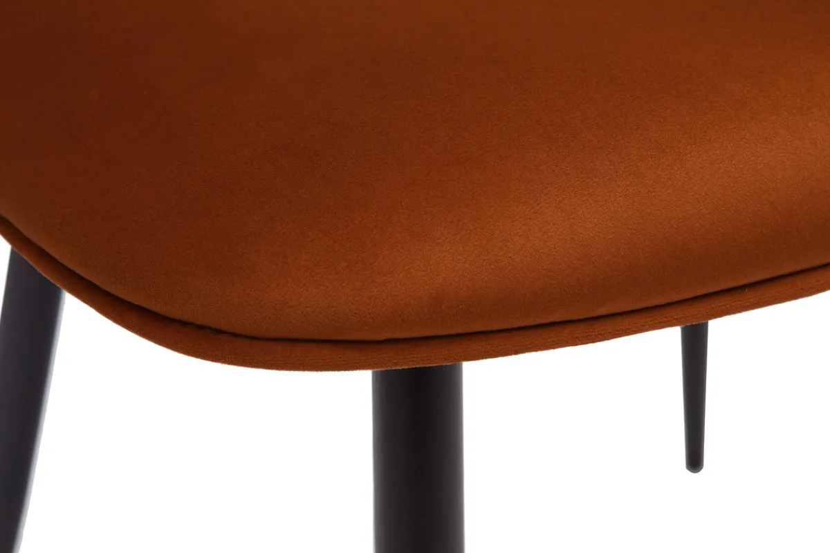 Miliboo Design-Stühle aus rotbraunem Samtstoff, schwarzem Metall und naturfarbenem Rattangeflecht (2er-Set) TOLMA* Design-stühle