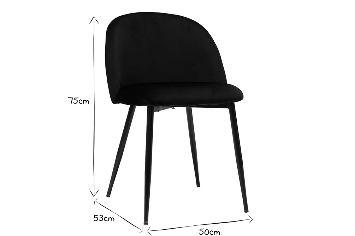 Miliboo Design-Stühle aus schwarzem Samt und schwarzem Metall (2er-Set) CELESTE* Design-stühle