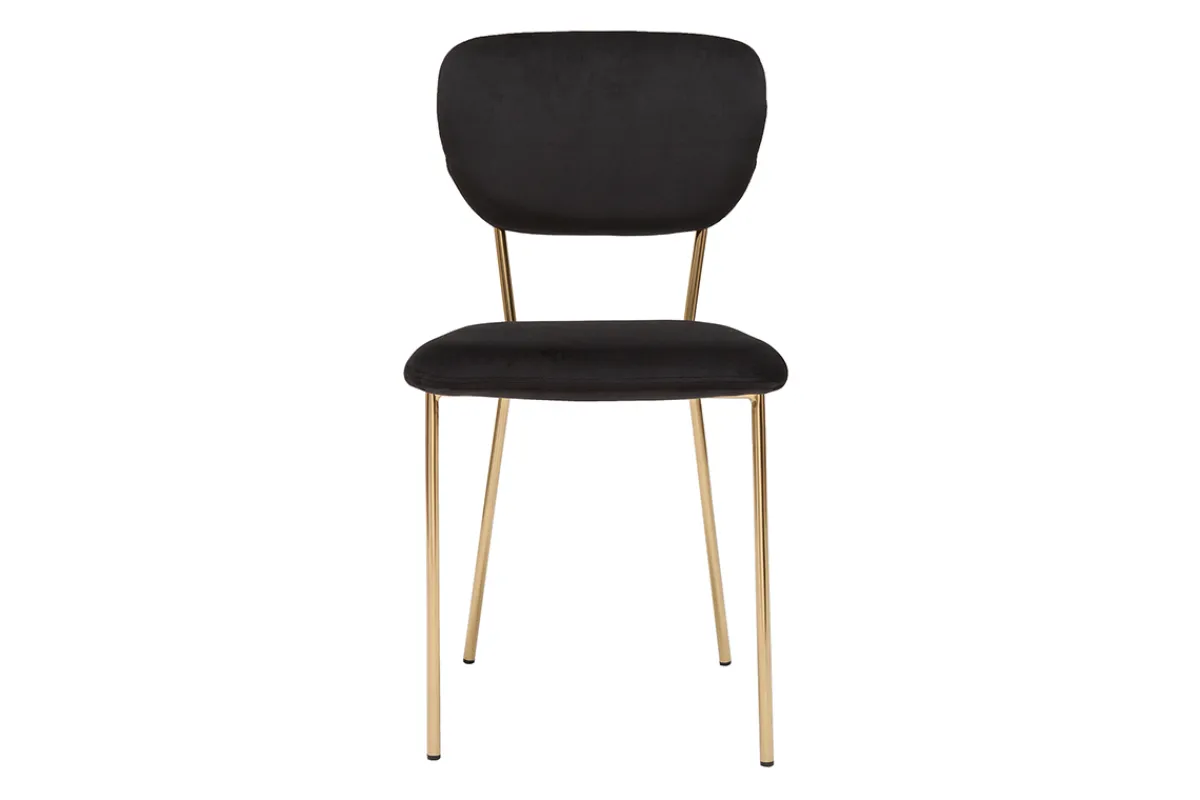 Miliboo Design-Stühle aus schwarzem Samt und vergoldetem Metall (2er-Set) LEPIDUS* Design-stühle