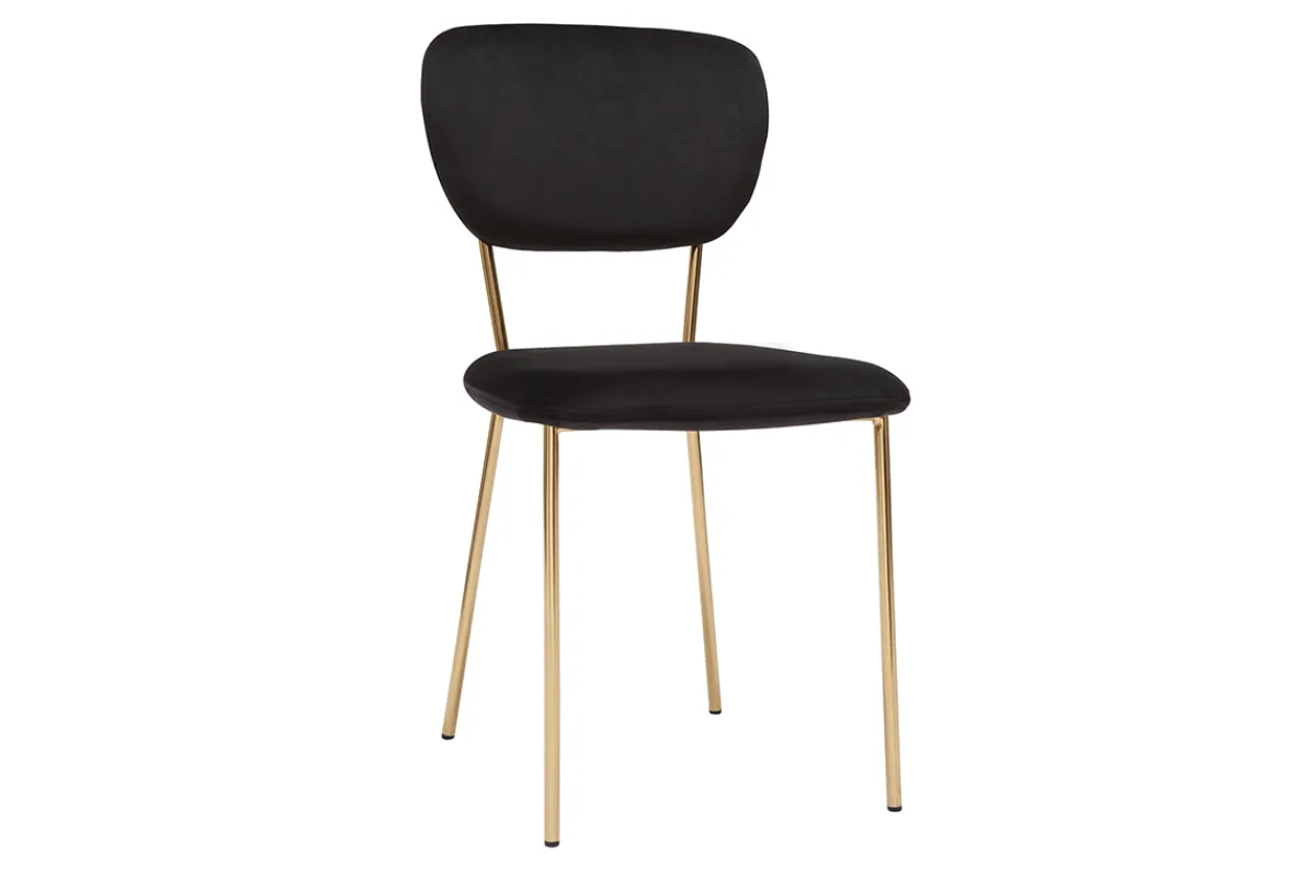 Miliboo Design-Stühle aus schwarzem Samt und vergoldetem Metall (2er-Set) LEPIDUS* Design-stühle