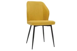 Miliboo Design-Stühle aus senfgelbem Stoff mit Samteffekt mit Beinen aus schwarzem Metall (2er-Set) FANETTE* Design-stühle