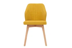 Miliboo Design-Stühle aus senfgelbem Stoff mit Samteffekt mit Beinen aus Holz (2er-Set) FANETTE* Design-stühle