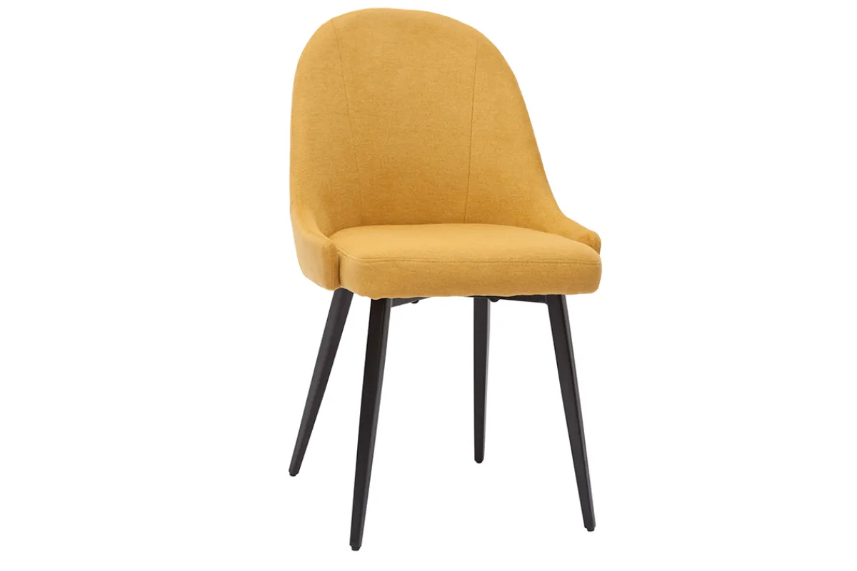 Miliboo Design-Stühle aus senfgelbem Stoff mit Samteffekt und schwarzem Metall (2er-Set) REEZ* Design-stühle