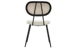 Miliboo Design-Stühle aus Stoff mit Wolleffekt in Off-White, schwarzem Metall und naturfarbenem Rattangeflecht (2er-Set) TOLMA* Design-stühle