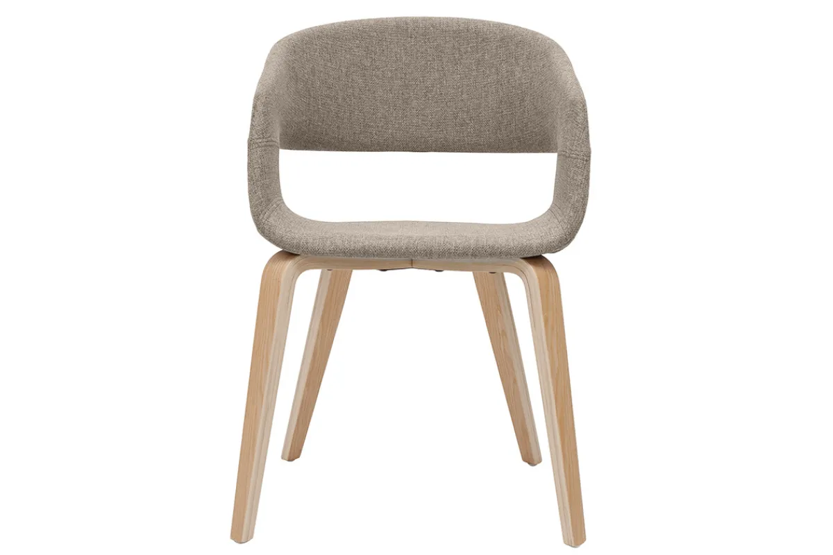 Miliboo Design-Stühle aus taupefarbenem Stoff mit hellen Holzbeinen (2er-Set) SLAM* Design-stühle
