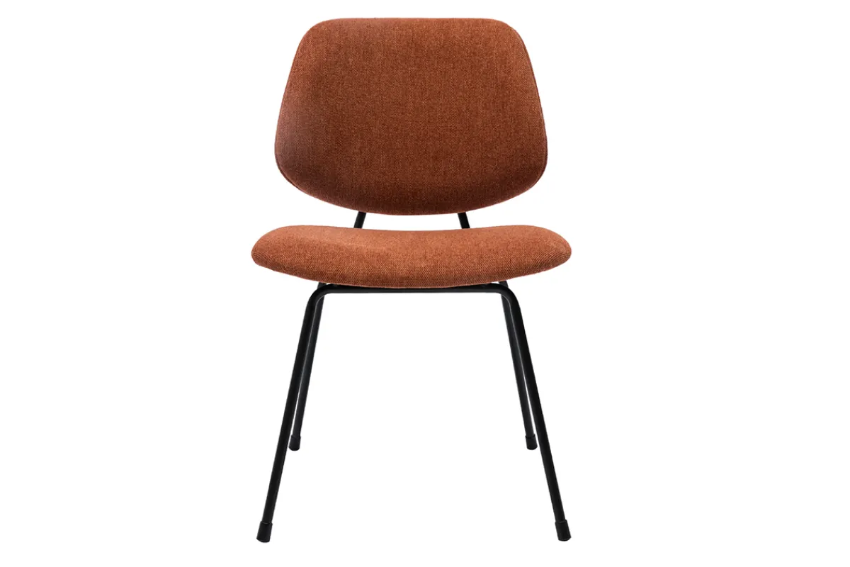 Miliboo Design-Stühle aus terracottafarbenem Stoff mit Samteffekt und schwarzem Metallfuß (2er-Set) BARNET* Design-stühle