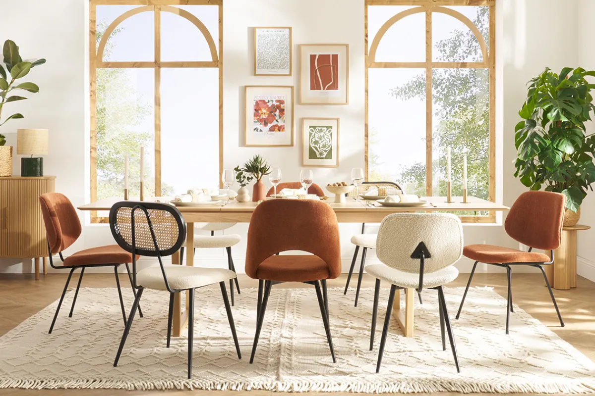 Miliboo Design-Stühle aus terracottafarbenem Stoff mit Samteffekt und schwarzem Metallfuß (2er-Set) BARNET* Design-stühle