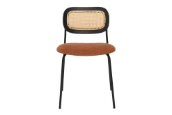 Miliboo Design-Stühle aus texturiertem Samtstoff in verbrannter Erde, schwarzem Metall und Rattan-Geflecht (2er-Set) MIRANDA* Design-stühle