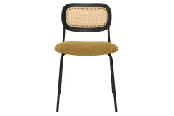 Miliboo Designstühle aus texturiertem Samteffekt in Bronze, schwarzes Metall und Rattan-Geflecht (2er-Set) MIRANDA* Design-stühle