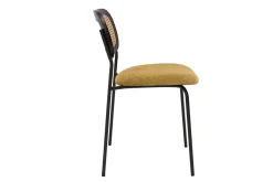 Miliboo Designstühle aus texturiertem Samteffekt in Bronze, schwarzes Metall und Rattan-Geflecht (2er-Set) MIRANDA* Design-stühle