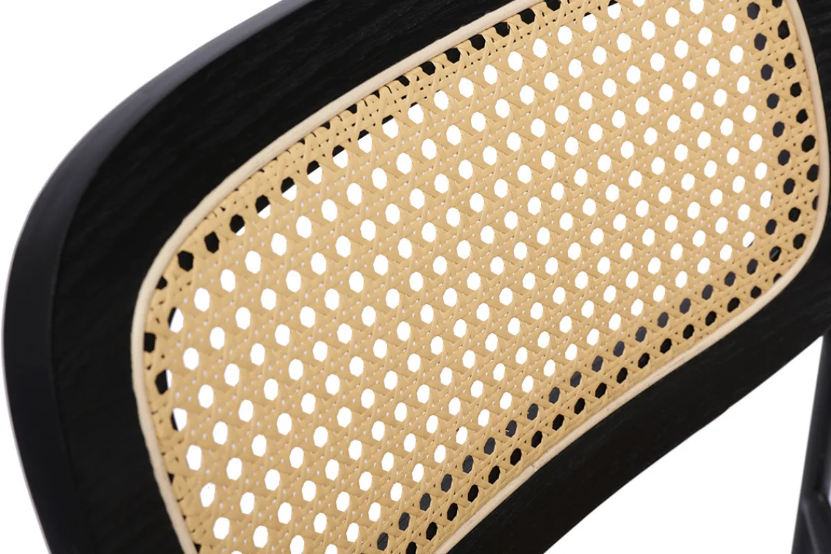 Miliboo Designstühle aus texturiertem Samteffekt in Bronze, schwarzes Metall und Rattan-Geflecht (2er-Set) MIRANDA* Design-stühle
