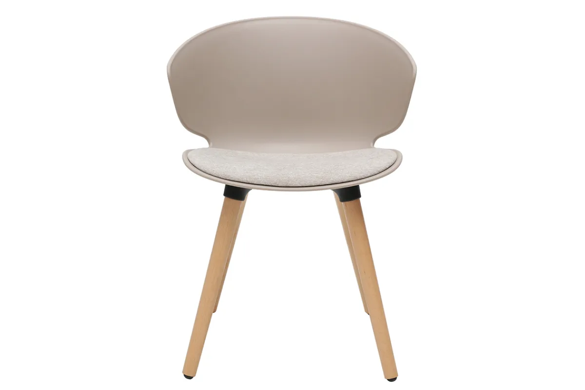 Miliboo Design-Stühle in Taupe und helles Holz (2er-Set) WING* Design-stühle