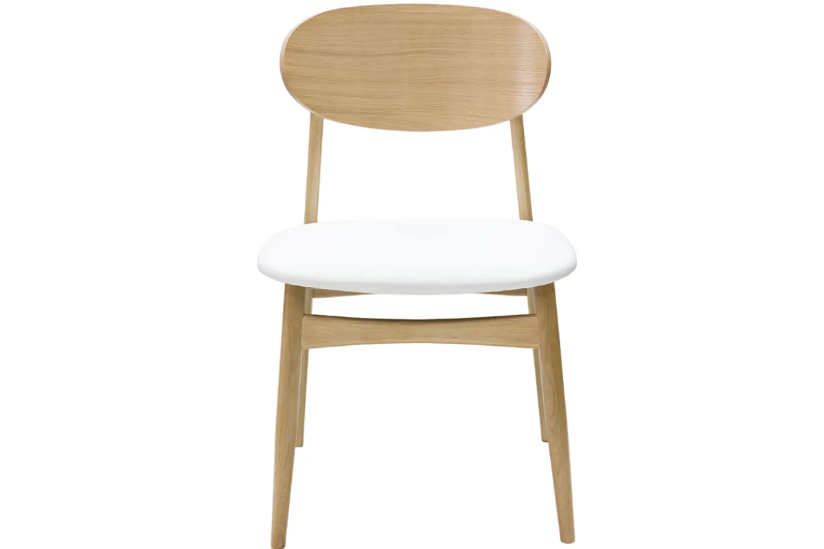Miliboo Design-Stühle in Weiß und hellem Holz aus massiver Eiche (2er-Set) VICKY* Design-stühle
