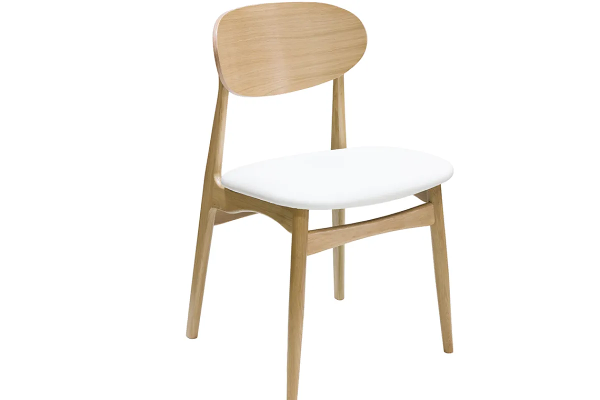 Miliboo Design-Stühle in Weiß und hellem Holz aus massiver Eiche (2er-Set) VICKY* Design-stühle