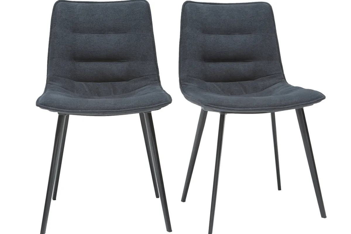 Miliboo Designstühle mit dunkelgrauem Samteffekt (2er-Satz) PARKER* Design-stühle