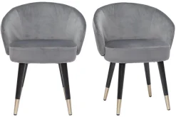 Miliboo Design-Stühle mit grauem Samt und schwarz-vergoldeten Metallbeinen (2er-Set) BRIZO* Design-stühle