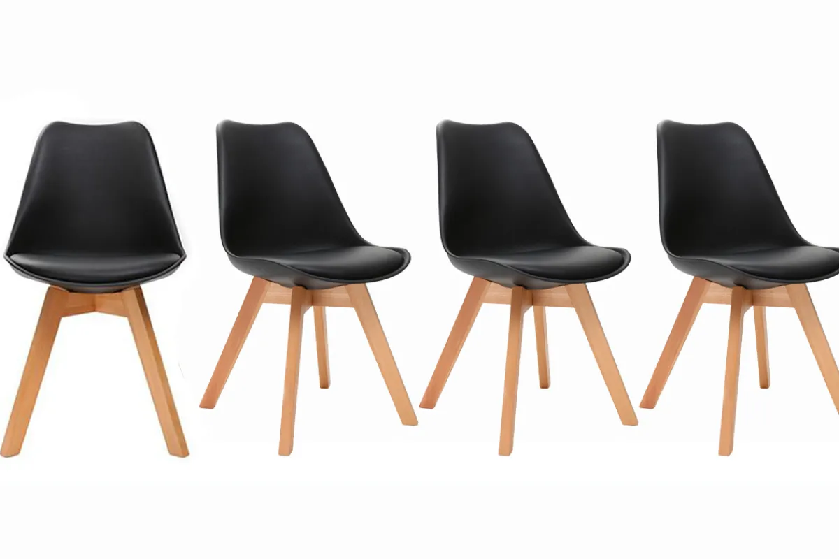 Miliboo Design-Stühle Schwarz 4er-Set PAULINE* Design-stühle