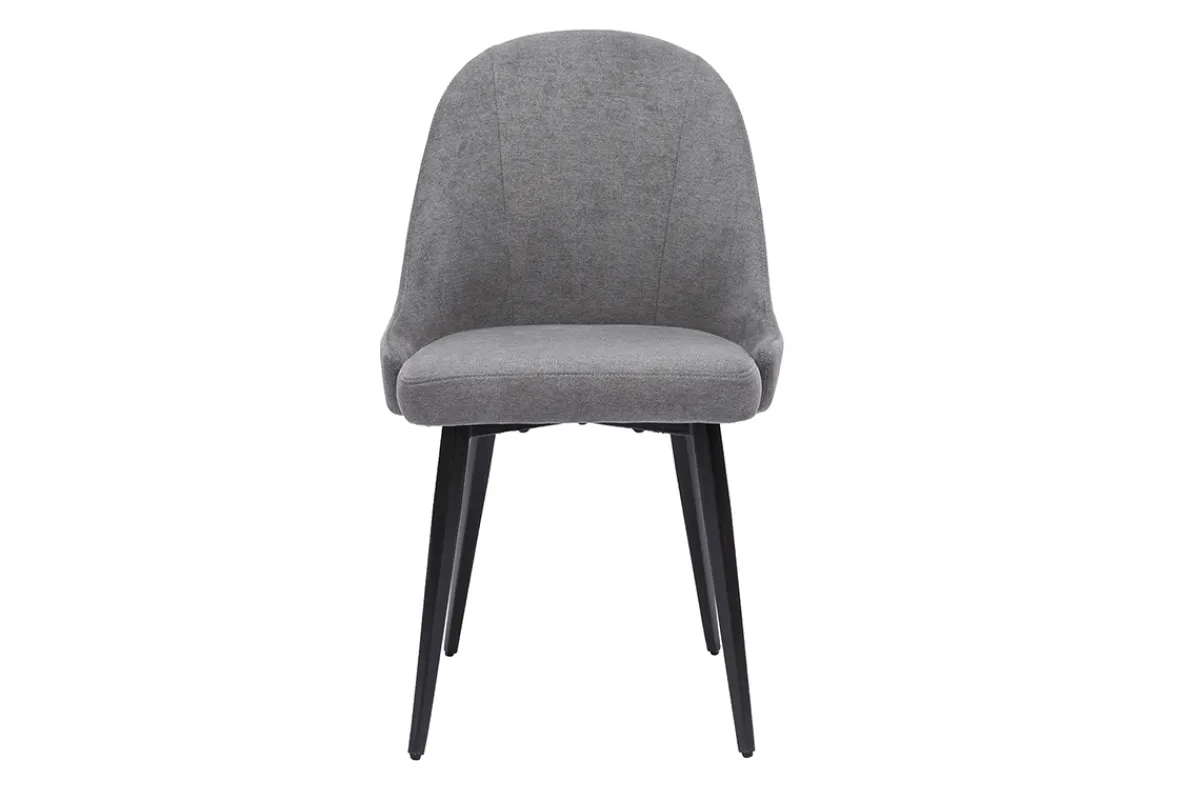 Miliboo Design-Stühle Stoff mit Samteffekt in Grau und schwarze Metallfüße (2er-Set) REEZ* Design-stühle