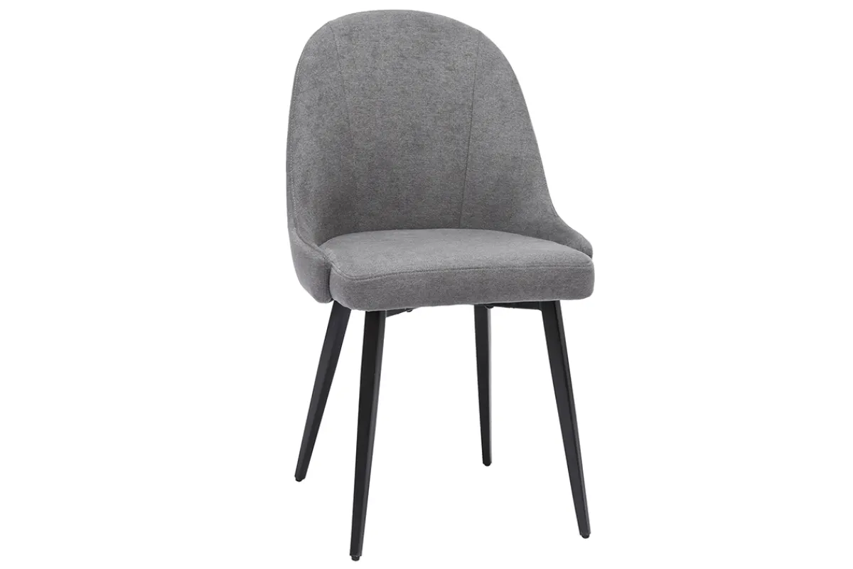 Miliboo Design-Stühle Stoff mit Samteffekt in Grau und schwarze Metallfüße (2er-Set) REEZ* Design-stühle