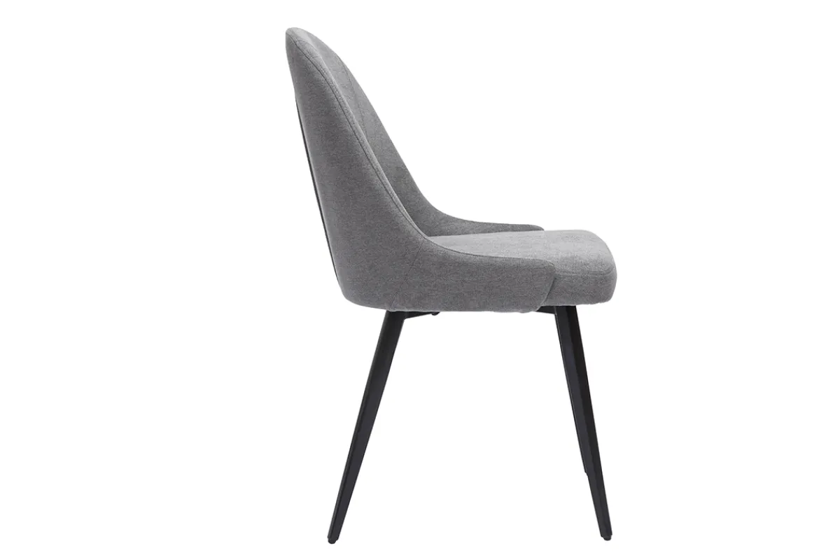Miliboo Design-Stühle Stoff mit Samteffekt in Grau und schwarze Metallfüße (2er-Set) REEZ* Design-stühle