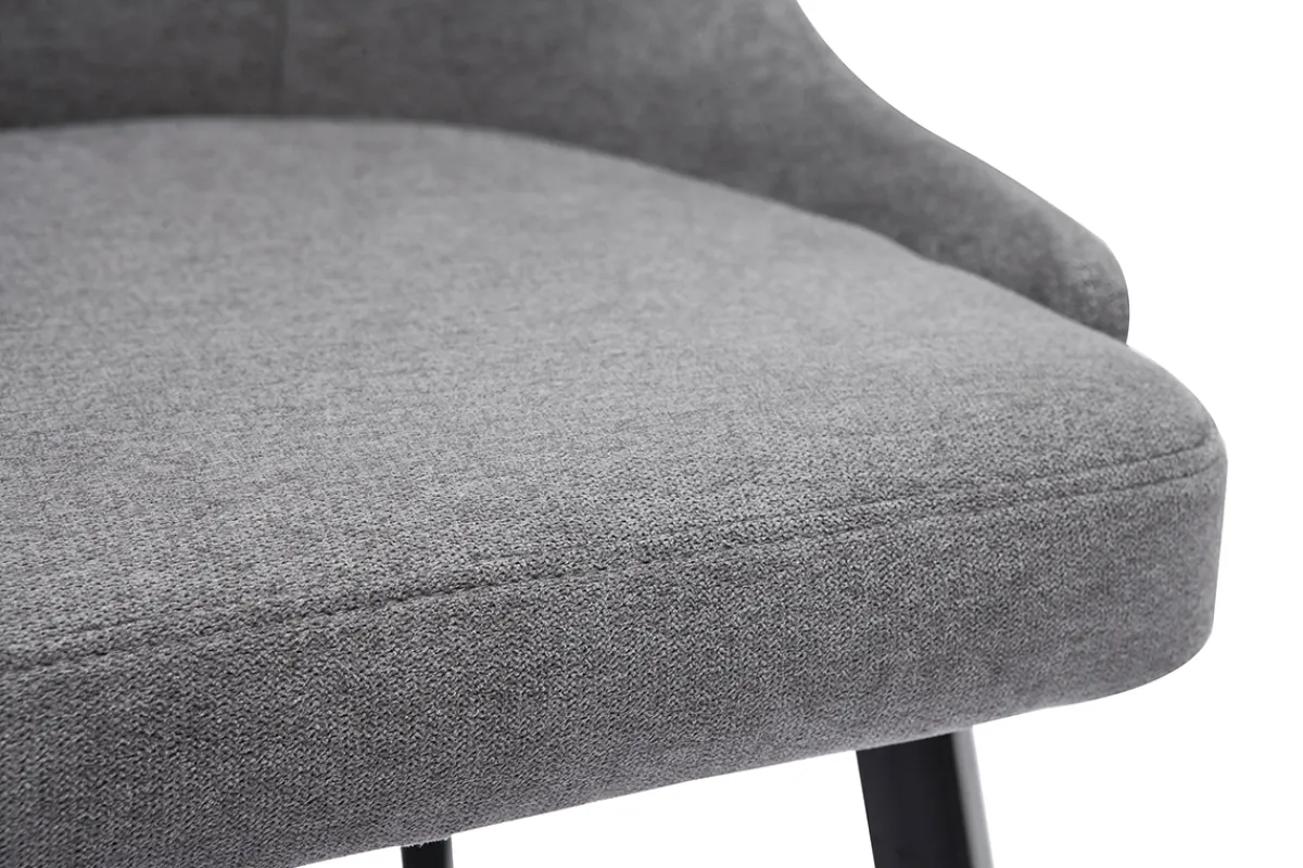 Miliboo Design-Stühle Stoff mit Samteffekt in Grau und schwarze Metallfüße (2er-Set) REEZ* Design-stühle