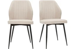 Miliboo Design-Stühle Stoff mit strukturiertem Samteffekt in Beige und schwarze Metallfüße (2er-Set) FANETTE* Design-stühle