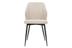 Miliboo Design-Stühle Stoff mit strukturiertem Samteffekt in Beige und schwarze Metallfüße (2er-Set) FANETTE* Design-stühle