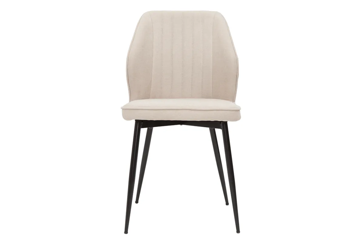 Miliboo Design-Stühle Stoff mit strukturiertem Samteffekt in Beige und schwarze Metallfüße (2er-Set) FANETTE* Design-stühle