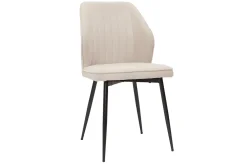 Miliboo Design-Stühle Stoff mit strukturiertem Samteffekt in Beige und schwarze Metallfüße (2er-Set) FANETTE* Design-stühle