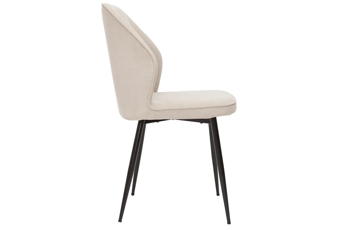 Miliboo Design-Stühle Stoff mit strukturiertem Samteffekt in Beige und schwarze Metallfüße (2er-Set) FANETTE* Design-stühle