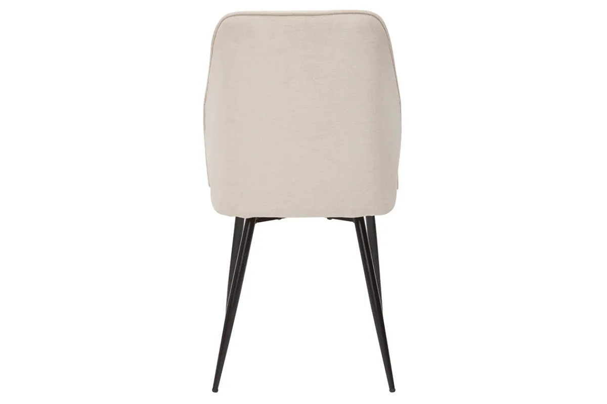 Miliboo Design-Stühle Stoff mit strukturiertem Samteffekt in Beige und schwarze Metallfüße (2er-Set) FANETTE* Design-stühle