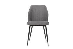 Miliboo Design-Stühle Stoff mit strukturiertem Samteffekt in Grau und schwarze Metallfüße (2er-Set) FANETTE* Design-stühle
