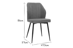 Miliboo Design-Stühle Stoff mit strukturiertem Samteffekt in Grau und schwarze Metallfüße (2er-Set) FANETTE* Design-stühle