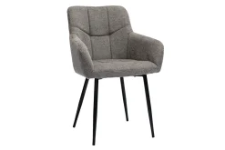Miliboo Design-Stühle Stoff mit strukturiertem Samteffekt in Grau und schwarze Metallfüße (2er-Set) MONTERO* Design-stühle