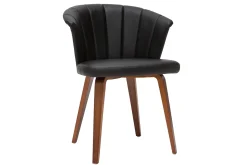 Miliboo Design-Stuhl ALBIN PU schwarz dunkles Holz* Design-stühle