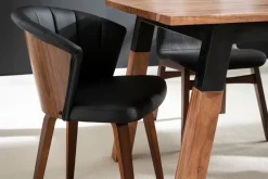 Miliboo Design-Stuhl ALBIN PU schwarz dunkles Holz* Design-stühle