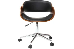 Miliboo Design-Stuhl auf Rollen Schwarz und Nussbaum BENT* Bürostühle|Bürostuhl Zum Kleinen Preis