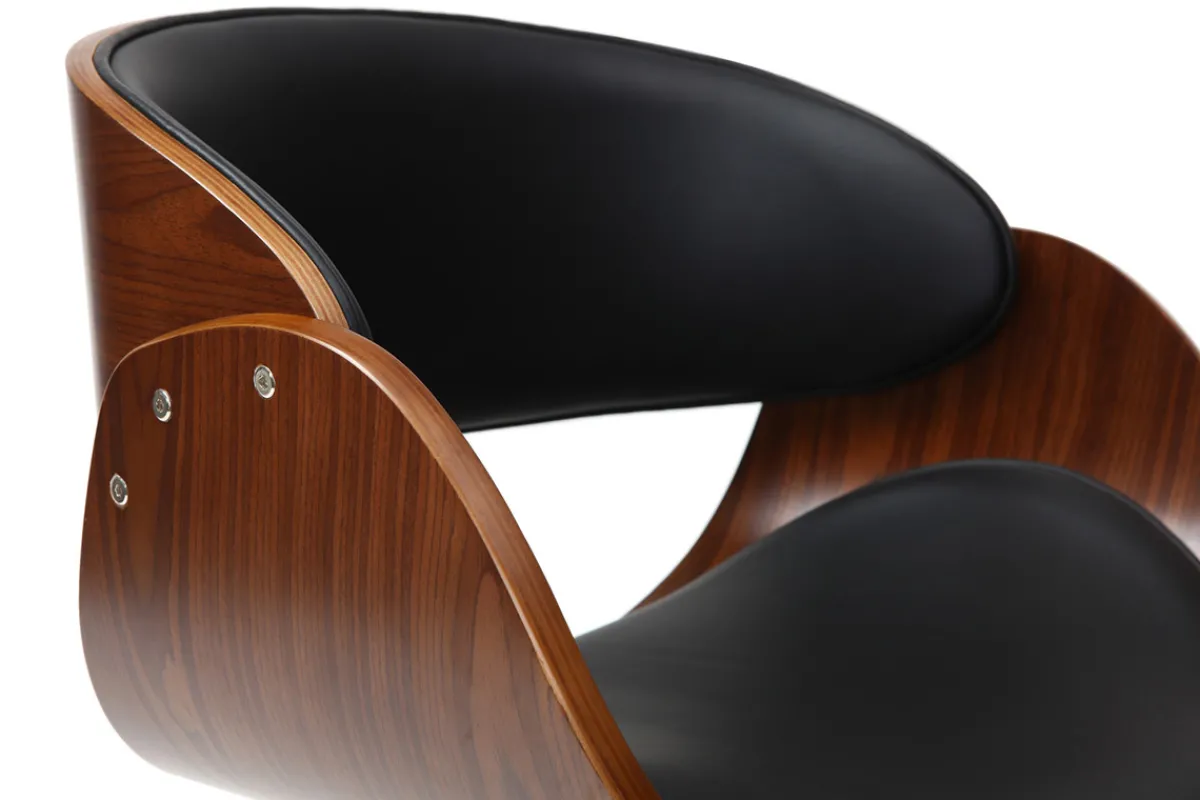 Miliboo Design-Stuhl auf Rollen Schwarz und Nussbaum BENT* Bürostühle|Bürostuhl Zum Kleinen Preis