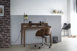 Miliboo Design-Stuhl auf Rollen Schwarz und Nussbaum BENT* Bürostühle|Bürostuhl Zum Kleinen Preis