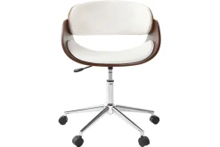 Miliboo Design-Stuhl auf Rollen Weiß und Nussbaum BENT* Bürostühle|Bürostuhl Zum Kleinen Preis