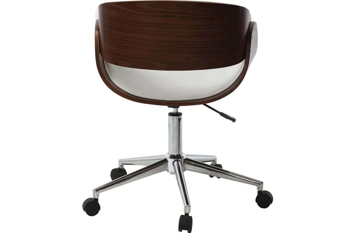 Miliboo Design-Stuhl auf Rollen Weiß und Nussbaum BENT* Bürostühle|Bürostuhl Zum Kleinen Preis
