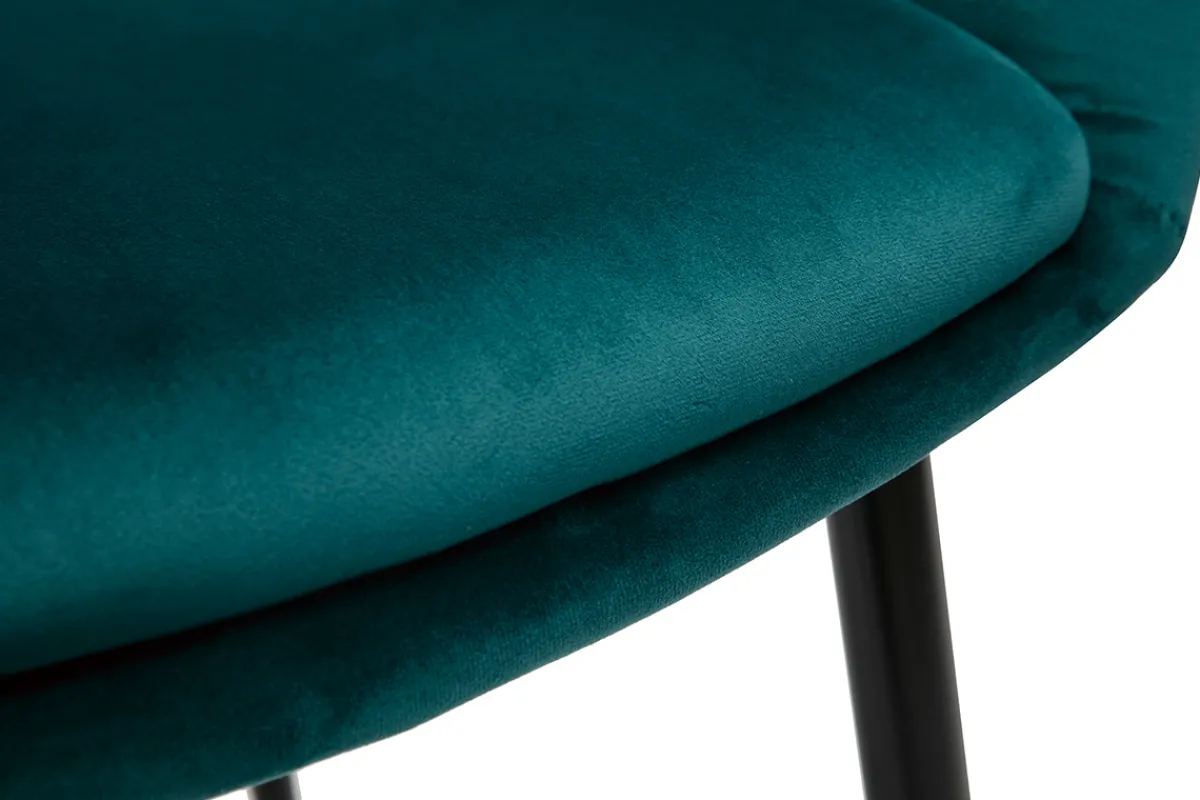 Miliboo Design-Stuhl aus petrolblauem Samt mit Füßen aus schwarzem Metall PRISMA* Design-stühle