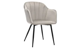 Miliboo Design-Stuhl aus taupefarbenem Samt mit Füßen aus schwarzem Metall MILLY* Design-stühle
