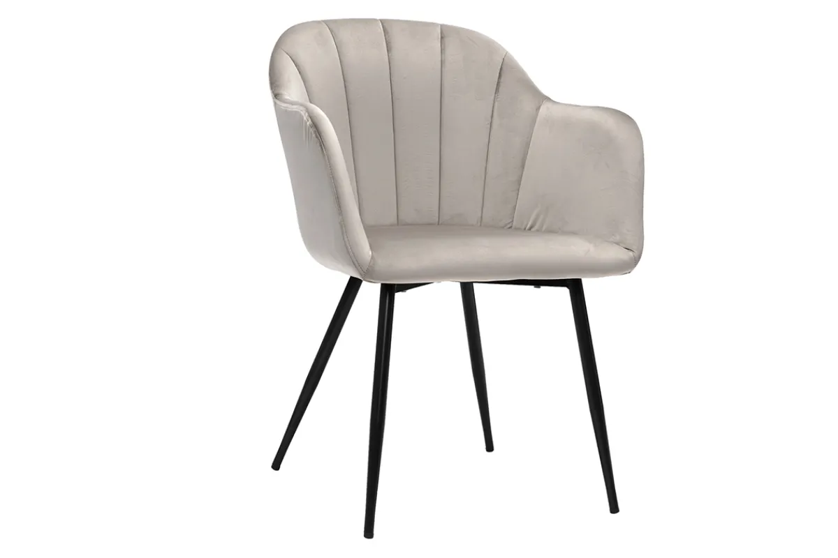 Miliboo Design-Stuhl aus taupefarbenem Samt mit Füßen aus schwarzem Metall MILLY* Design-stühle