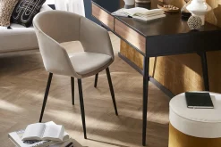 Miliboo Design-Stuhl aus taupefarbenem Samt mit Füßen aus schwarzem Metall PRISMA* Design-stühle