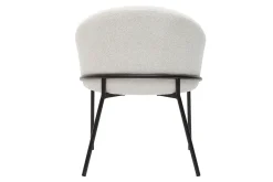 Miliboo Design-Stuhl aus weißem Chenille-Veloursstoff und schwarzem Metall JENNA* Design-stühle
