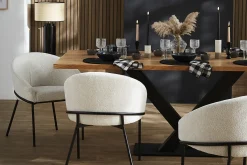 Miliboo Design-Stuhl aus weißem Chenille-Veloursstoff und schwarzem Metall JENNA* Design-stühle