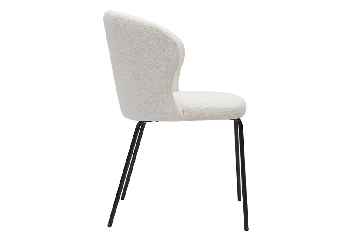 Miliboo Design-Stuhl aus weißem Stoff mit Bouclé-Wolleffekt und schwarzem Metall YDA* Design-stühle